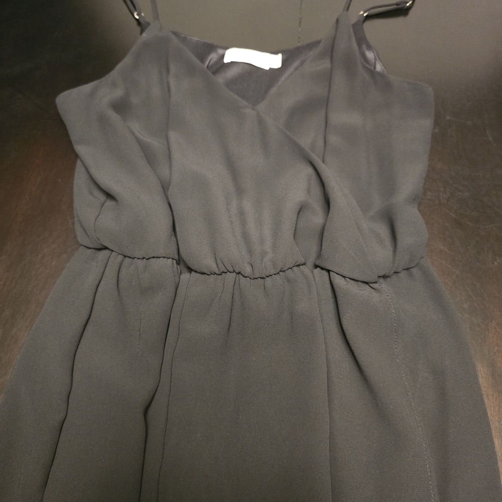 Lush Black Chiffon Maxi Dress V Neck Sleeveless Straps Lined Size S